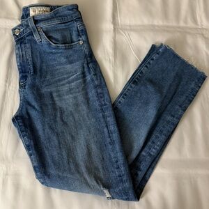 AG Adriano Goldschmied AG-ed Denim Mari Crop High-Rise Slim Straight Blue Jeans